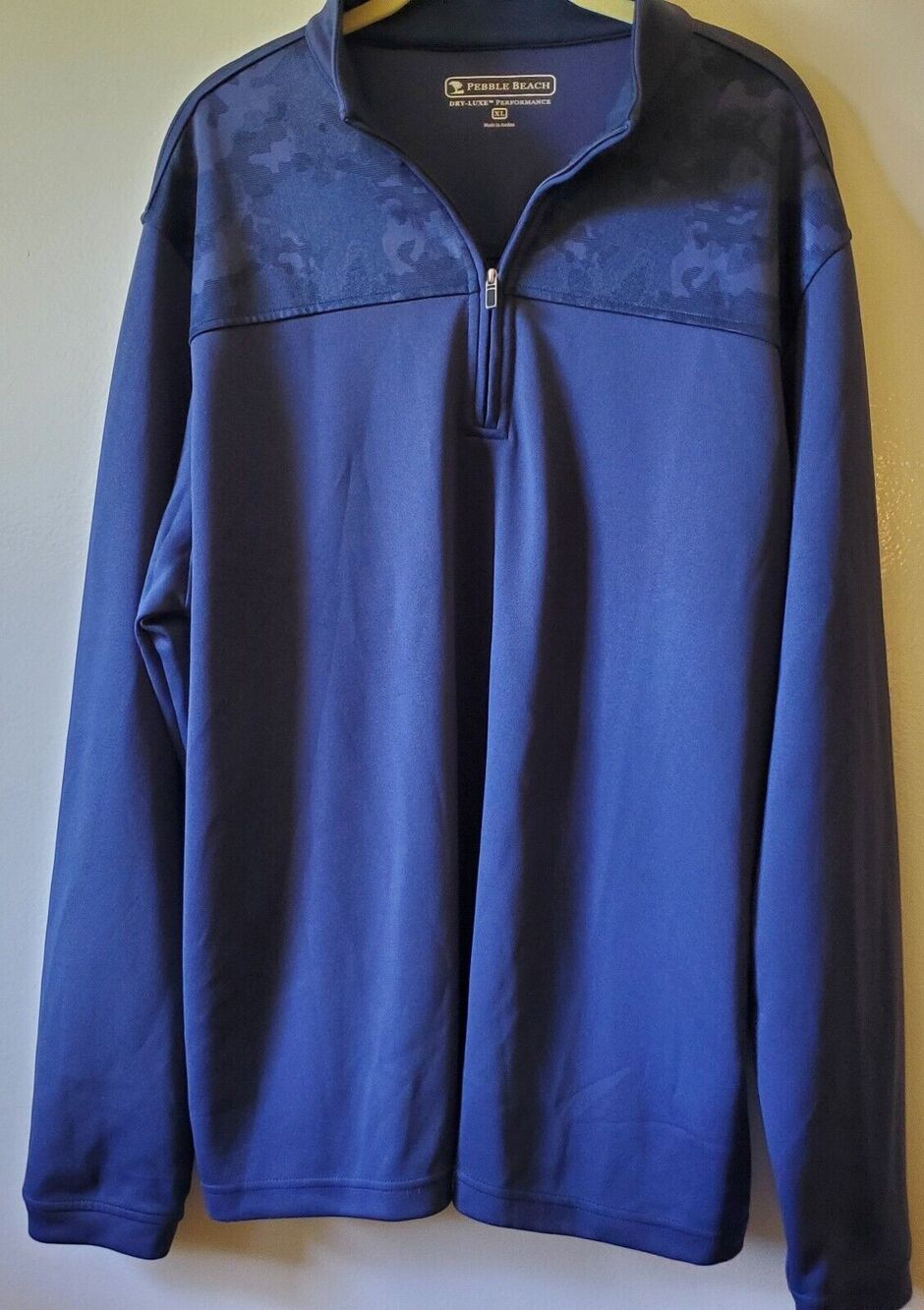 Pebble Beach Mens Dry-Luxe Performance Quarter Zip Golf Pullover Size XL Camo